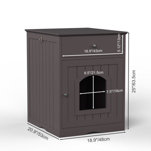 Wooden Cat House with Hidden Litter Box