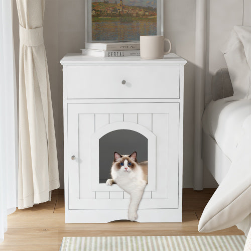 Wooden Cat House with Hidden Litter Box